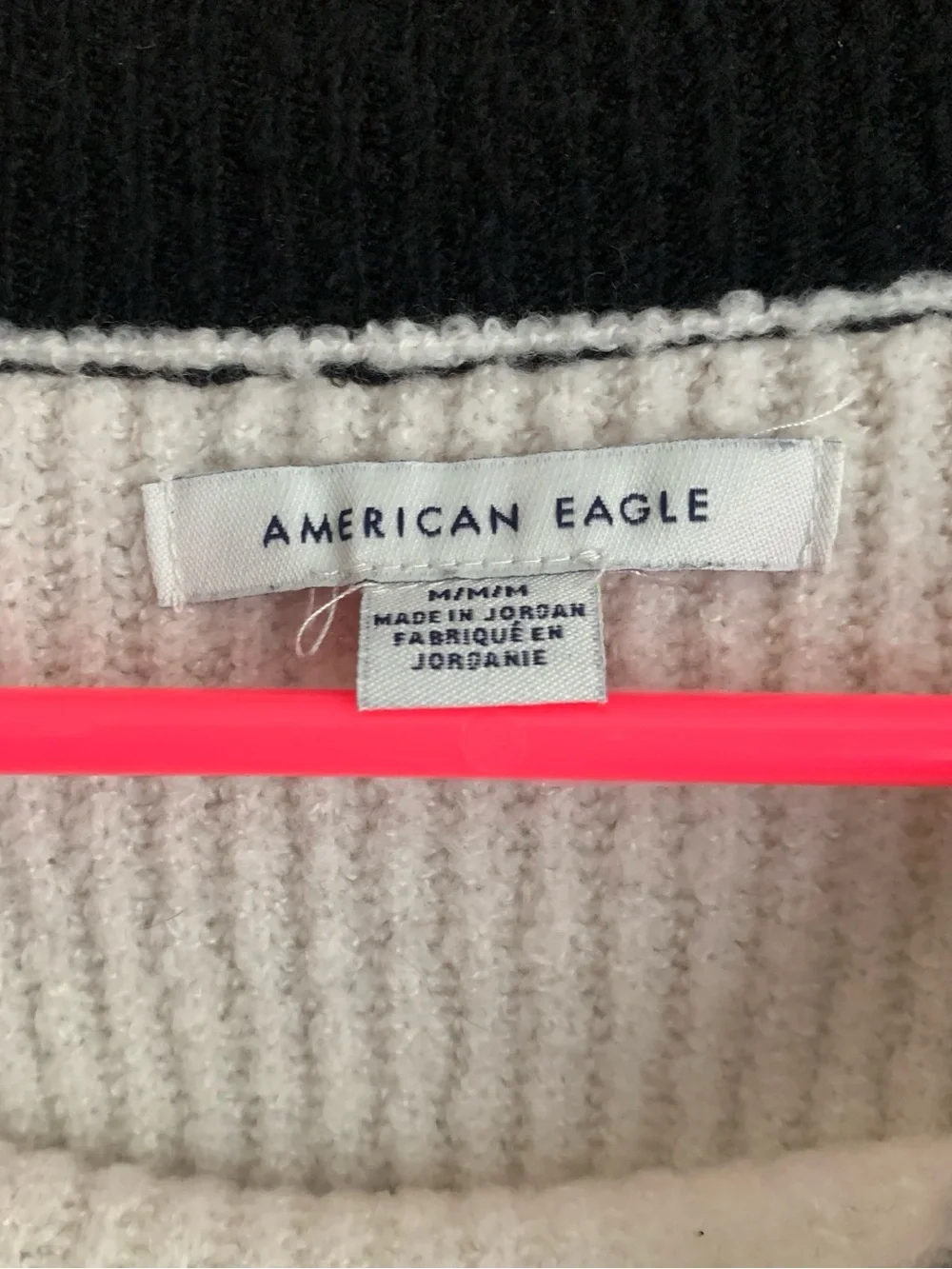 American Eagle Striped Black and Cream Women's Knit Sweater
